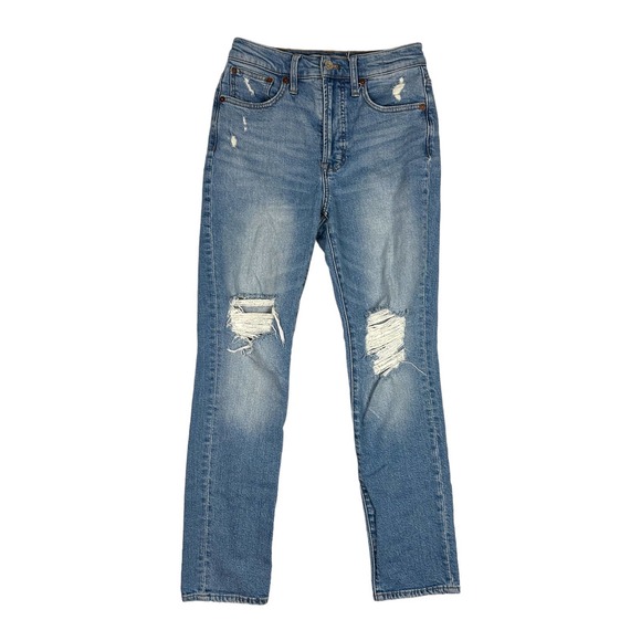 Madewell Size 25 The Perfect Vintage Jean Distressed Ripped Denim High Waisted - Picture 1 of 12